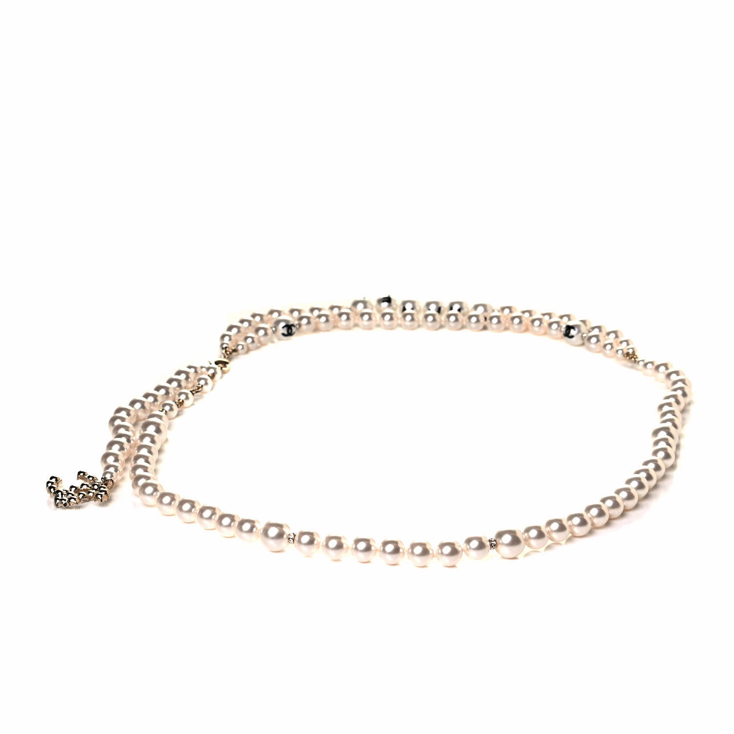 Chanel Pearl Crystal CC Logo Belt 80 Gold 2 of 4