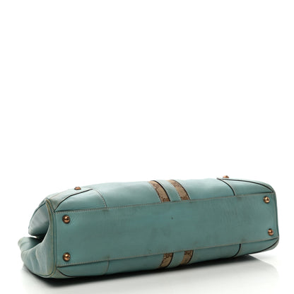 Gucci Calfskin Monogram Web Bardot Turquoise 3 of 19