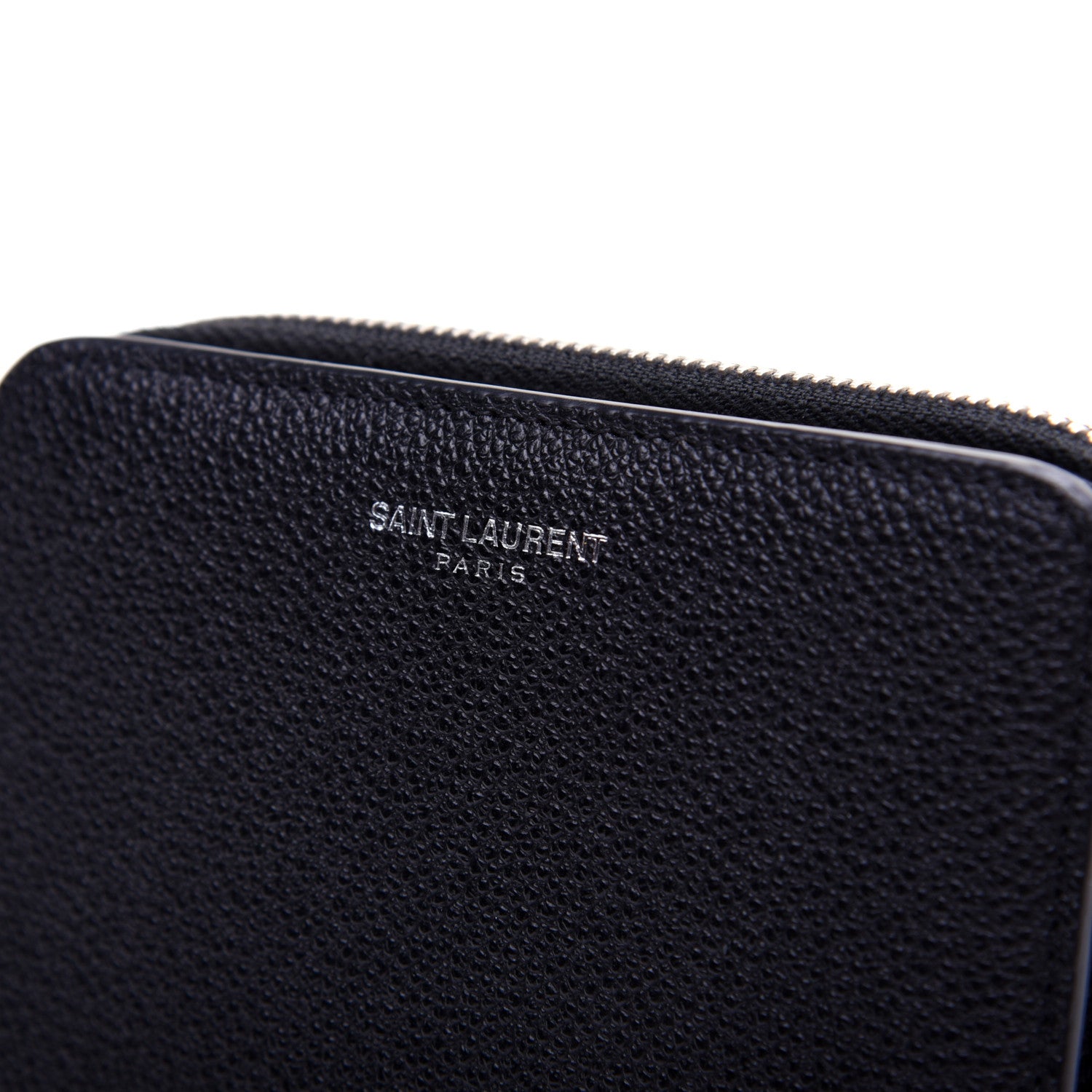 Saint Laurent Grained Calfskin Rive Gauche Compact Zip Around Wallet Black 11 of 11