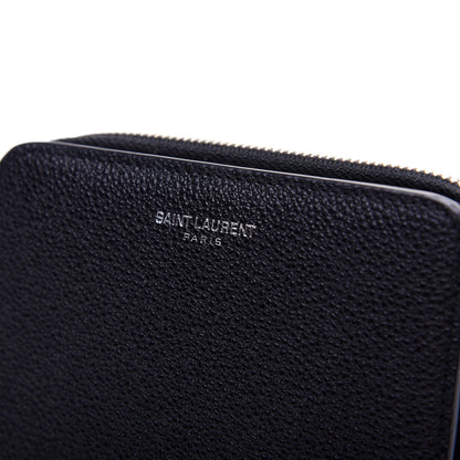 Saint Laurent Grained Calfskin Rive Gauche Compact Zip Around Wallet Black 11 of 11