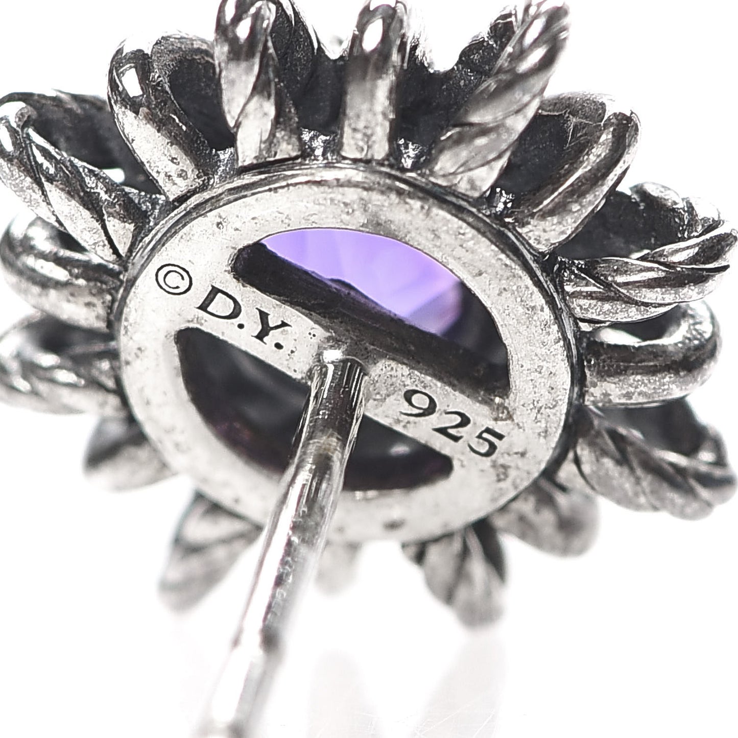 Sterling Silver Pave Diamond Amethyst 12mm Starburst Earrings