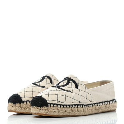 Chanel Fabric Biarritz CC Espadrilles 39 Beige Black 3 of 8