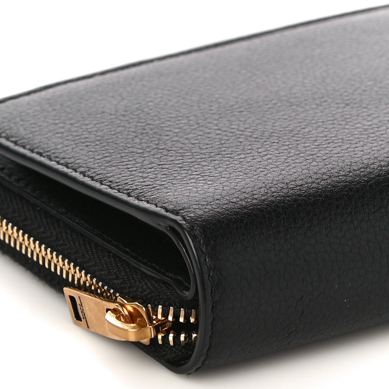 Saint Laurent Grained Calfskin Tiny Monogram Compact Zip Around Wallet Black 9 of 11