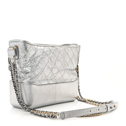 Chanel Metallic Aged Calfskin Quilted Medium Gabrielle Hobo Silver 3 of 13