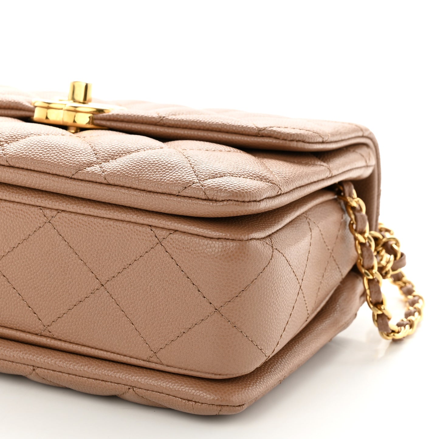 Caviar Quilted Mini Coco First Flap Beige