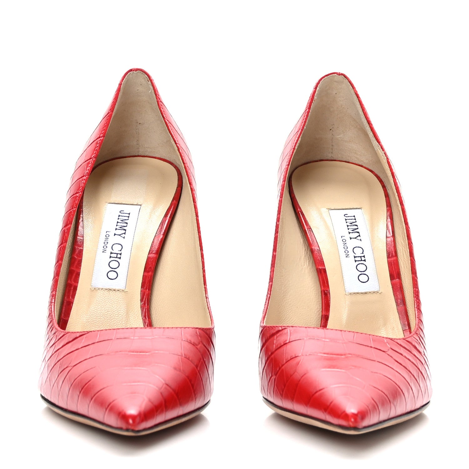 Jimmy Choo Calfskin Crocodile Embossed Love 100 Pump 39.5 Red 2 of 7