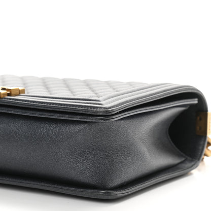 Chanel Metallic Calfskin Quilted New Medium Boy Flap Dark Grey 10 of 10