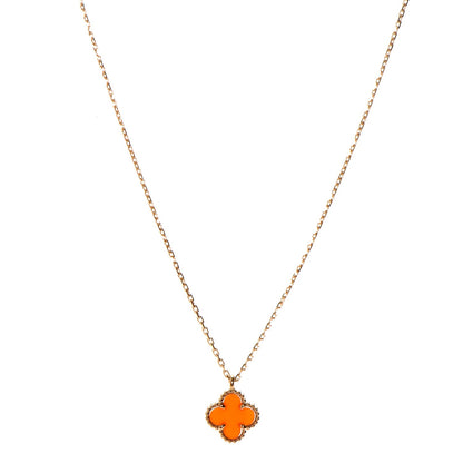 Van Cleef & Arpels 18K Rose Gold Carnelian Sweet Alhambra Pendant Necklace 1 of 6