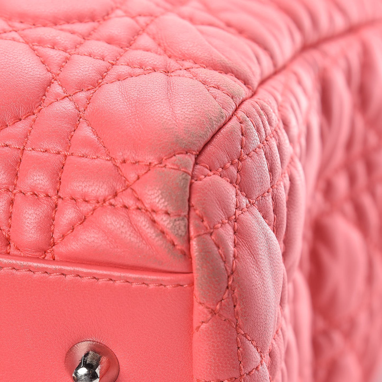 Lambskin Cannage Large Dior Soft Shopping Tote Coral