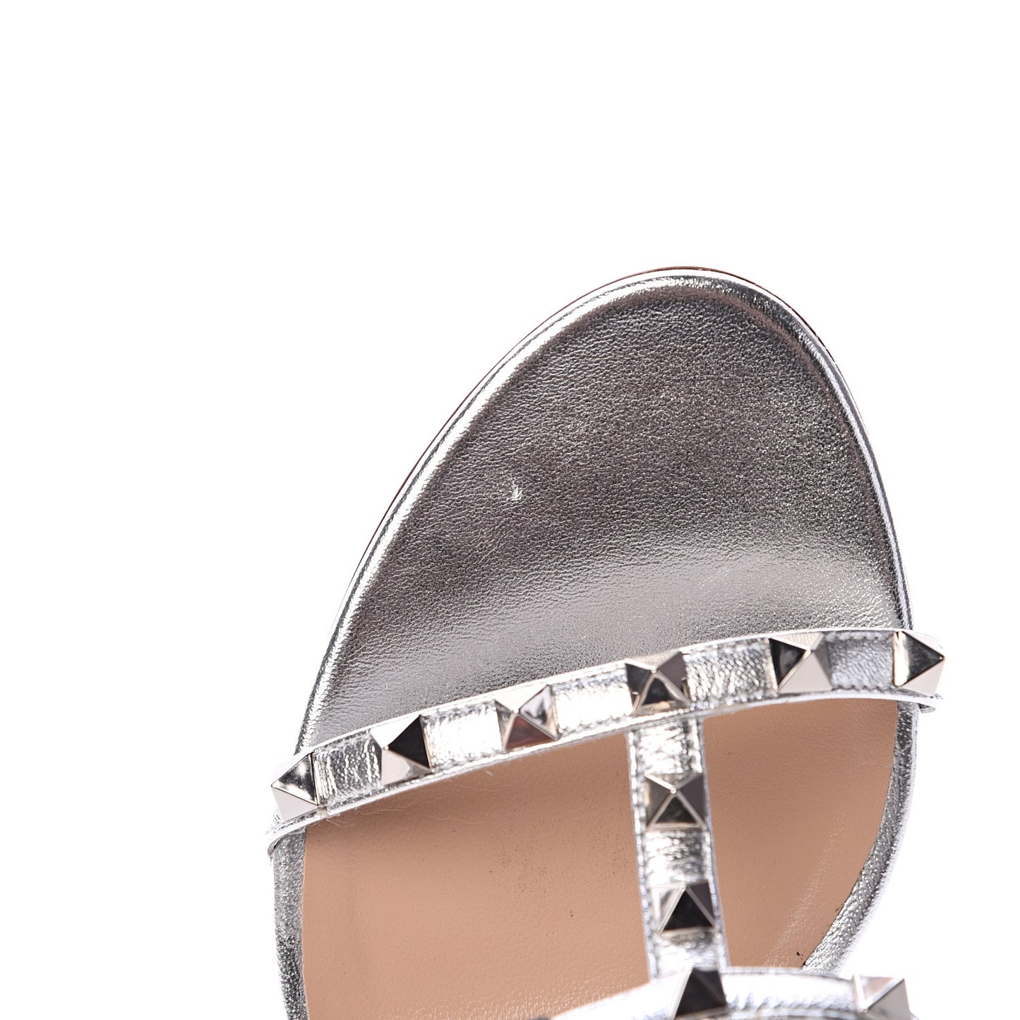 Metallic Nappa Rockstud Gladiator 70mm Sandals 38.5 Silver