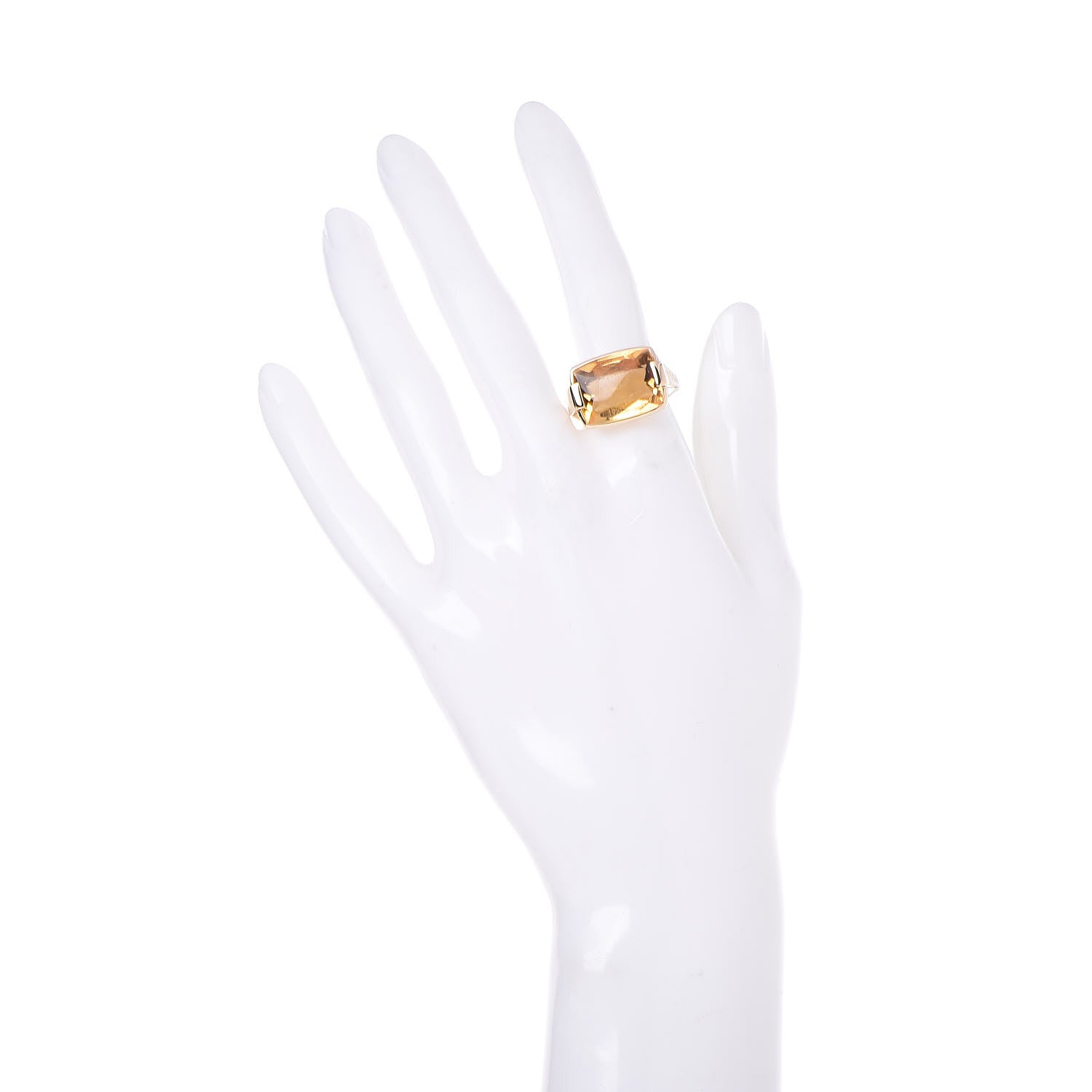 Bulgari BVLGARI 18K Yellow Gold Citrine Metropolis Ring 56 7.5 2 of 6