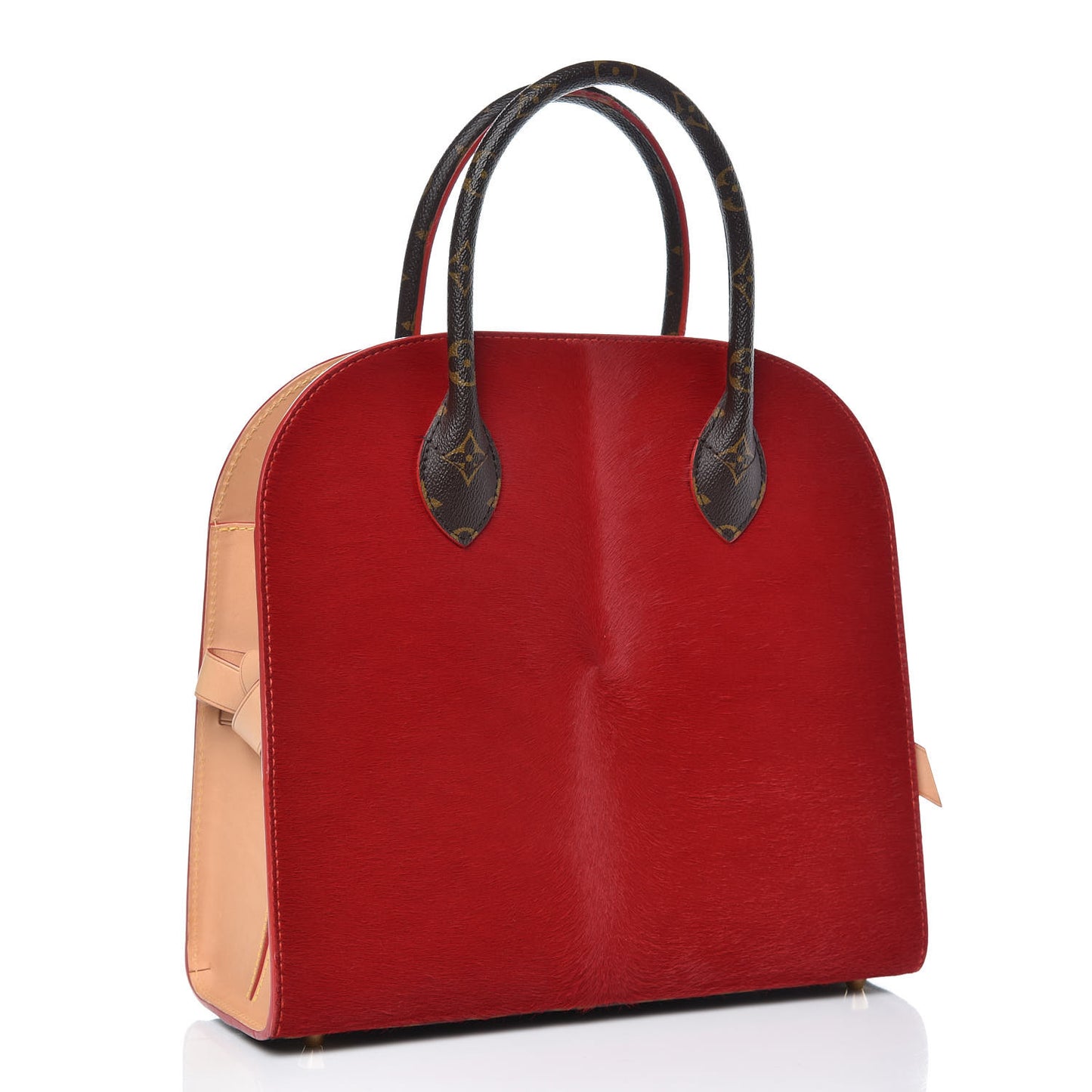Monogram Calf Hair Spikes Iconoclasts Christian Louboutin Tote Red