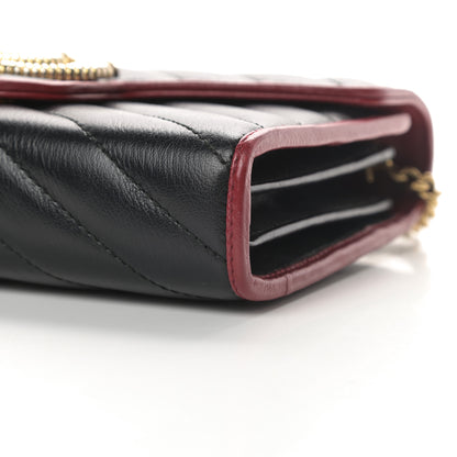 Gucci Vintage Effect Calfskin Matelasse Diagonal Torchon GG Marmont Chain Wallet Black Romantic Cherry 10 of 10