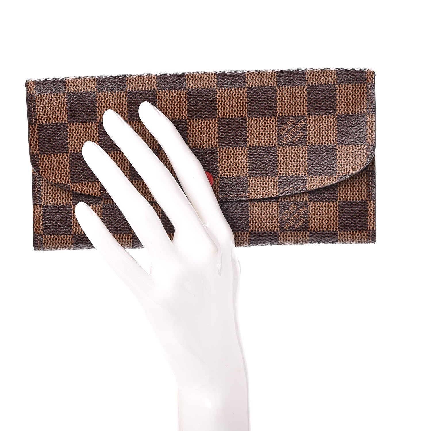 Louis Vuitton Damier Ebene Emilie Wallet Red 2 of 8