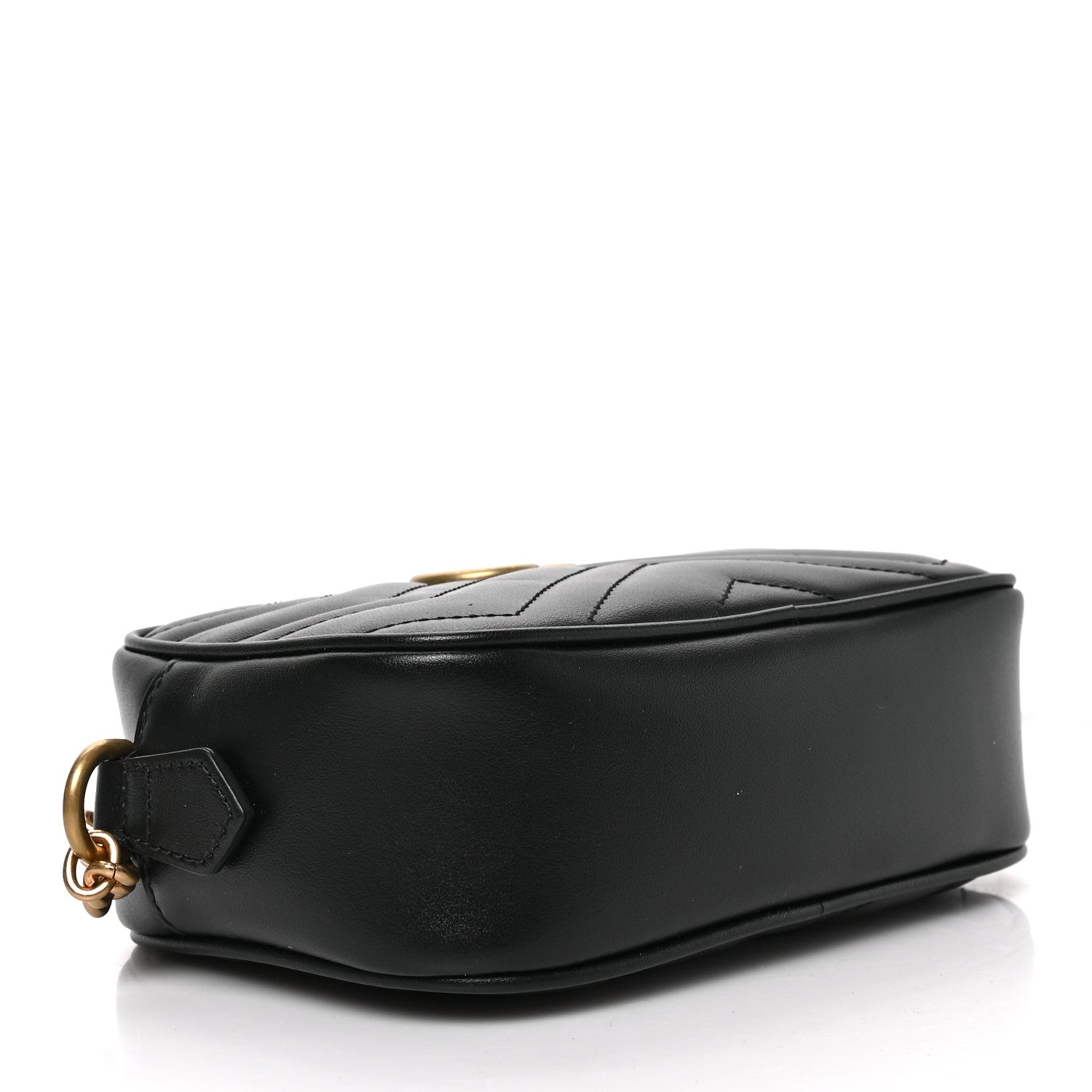 Gucci Calfskin Matelasse Mini GG Marmont Chain Shoulder Bag Black 4 of 9