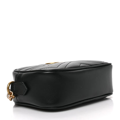 Gucci Calfskin Matelasse Mini GG Marmont Chain Shoulder Bag Black 4 of 9