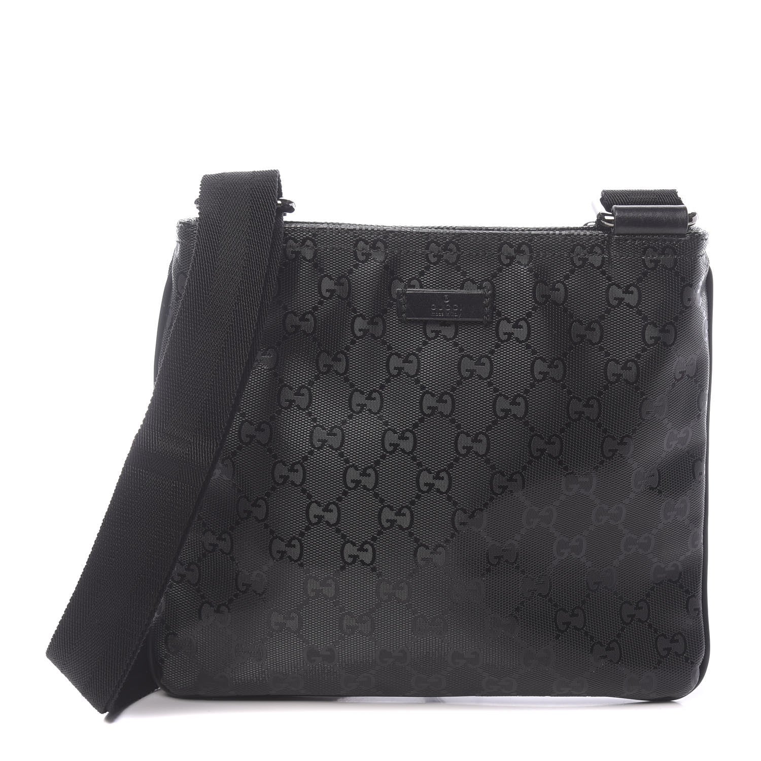 Gucci Imprime Monogram Small Flat Messenger Bag Black 1 of 10