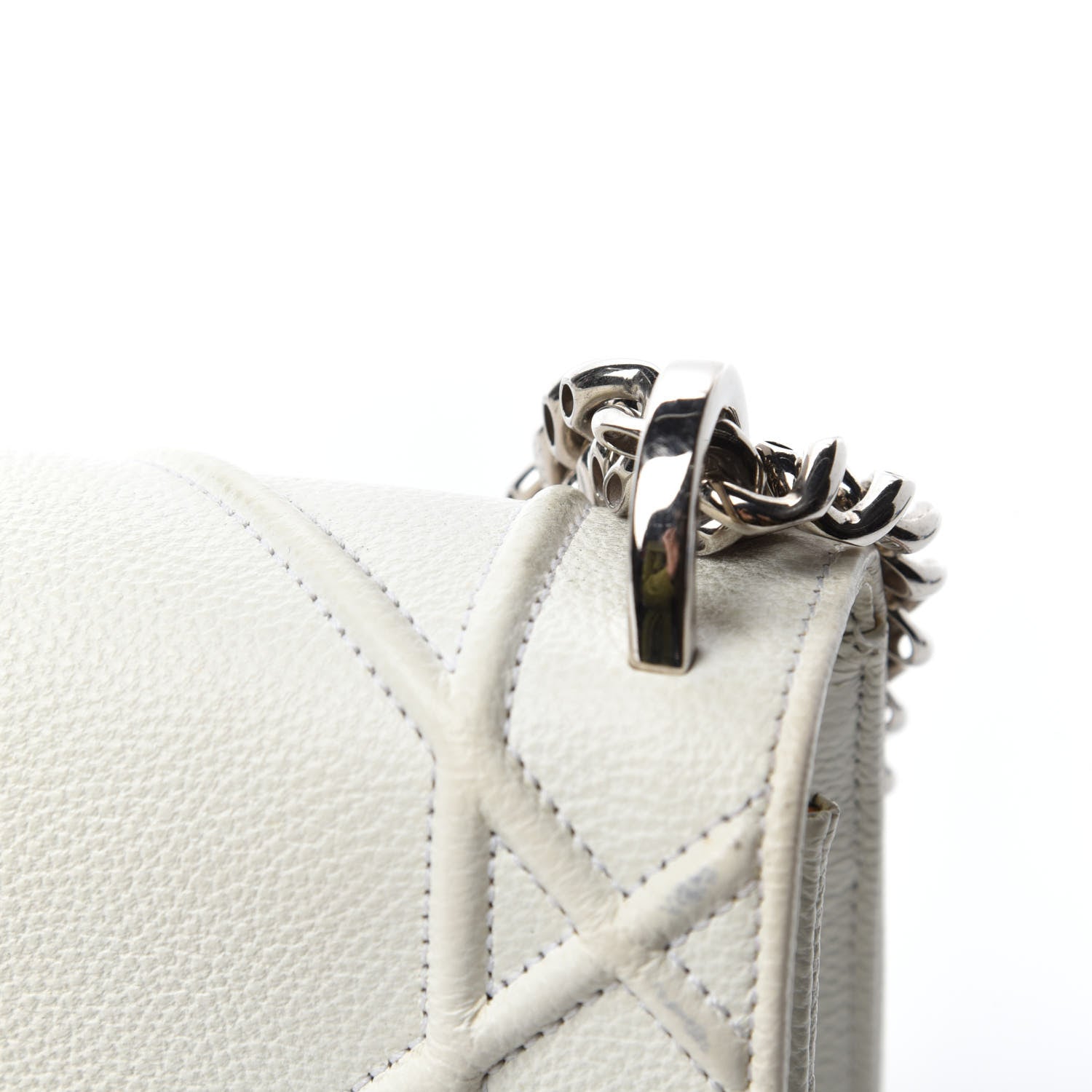 Christian Dior Grained Calfskin Small Diorama Flap Bag White 12 of 20
