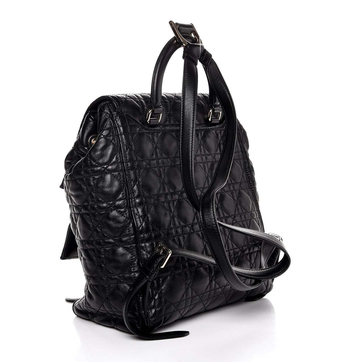 Lambskin Cannage Small Lucky Badge Stardust Backpack Black