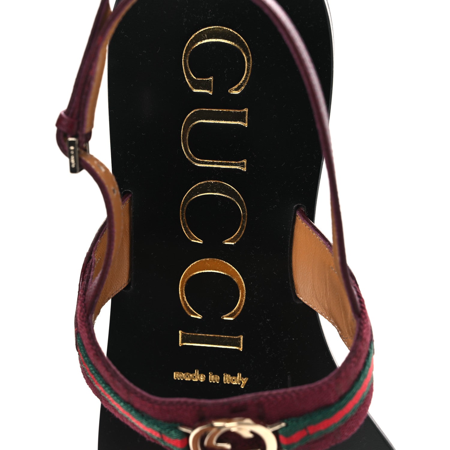Gucci New Canvas GG Malaga Kid Web Interlocking G Womens Thong Sandals 39.5 Rosso Ancora 9 of 10