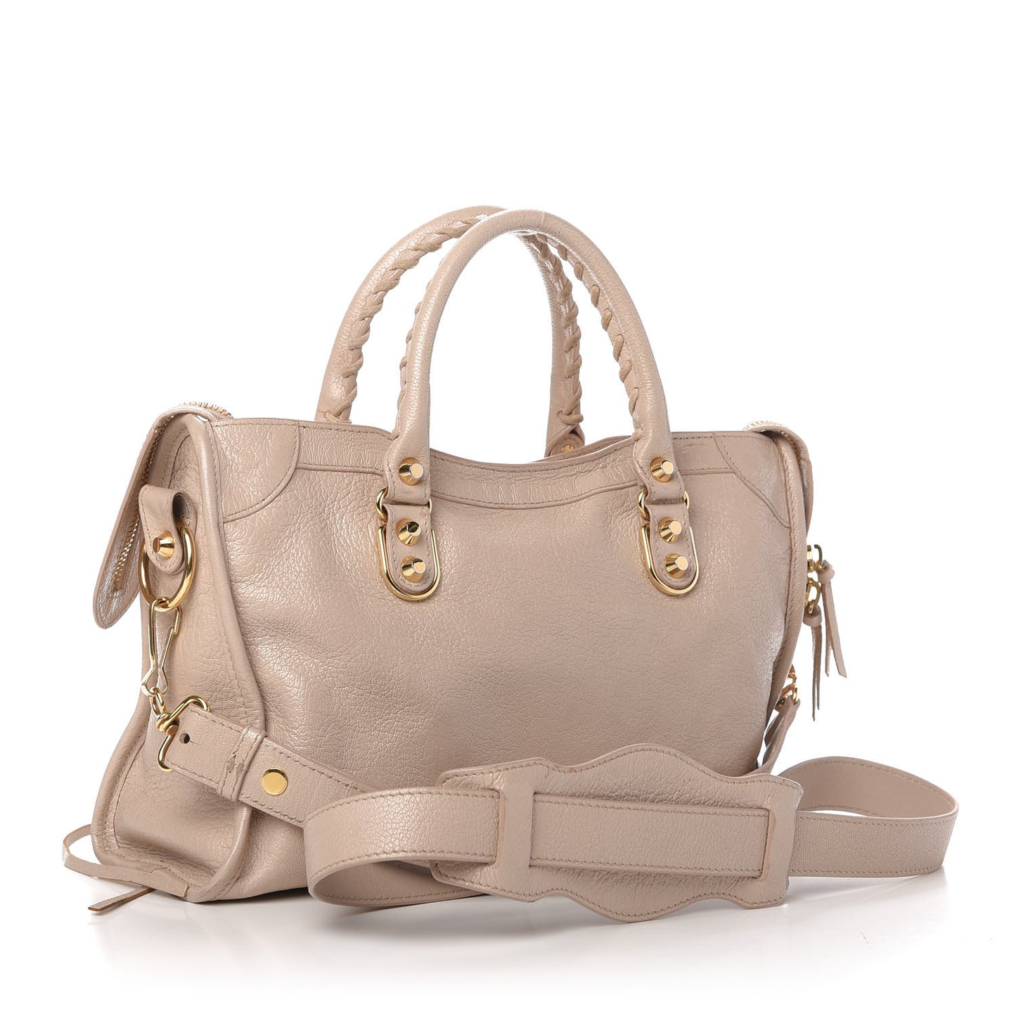 Chevre Gold Metallic Edge Hardware S City Beige Praline