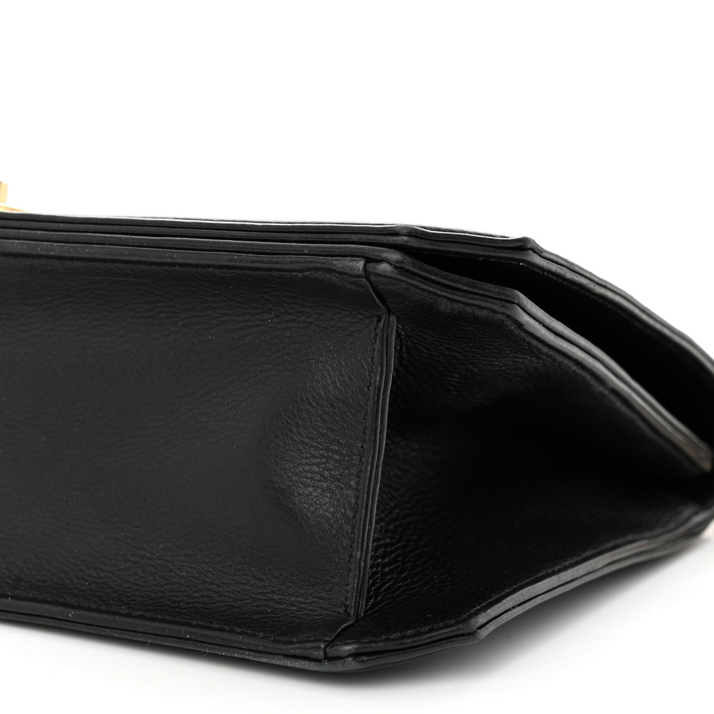 Calfskin Quilted Large Chain Link Full Flap Black