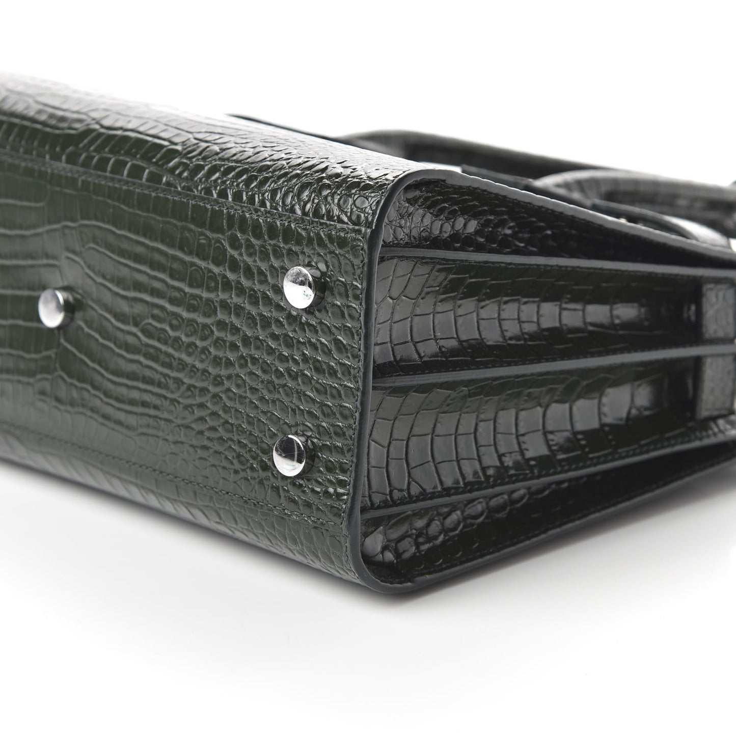 Calfskin Crocodile Embossed Baby Sac De Jour Dark Leaf