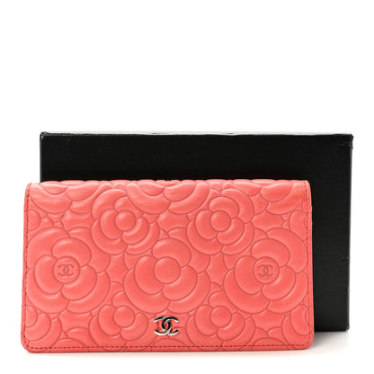 Chanel Lambskin Camellia Embossed Yen Wallet Pink 10 of 10