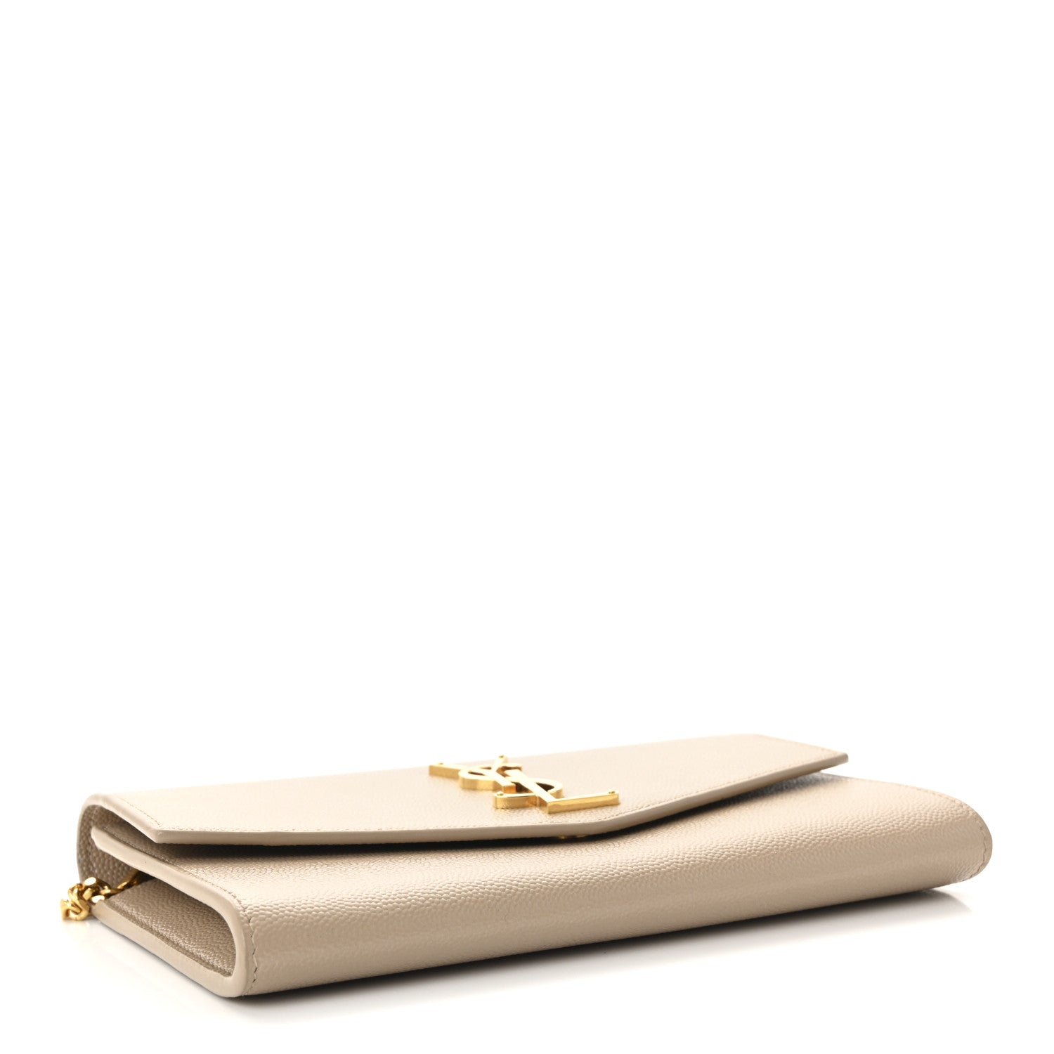 Saint Laurent Grain De Poudre Monogram Uptown Chain Wallet Dark Beige 4 of 10