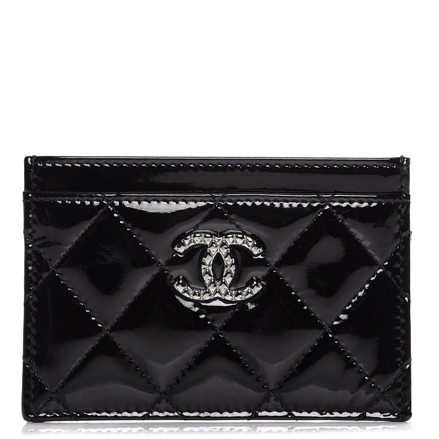Patent Quilted Brilliant Card Holder Black
