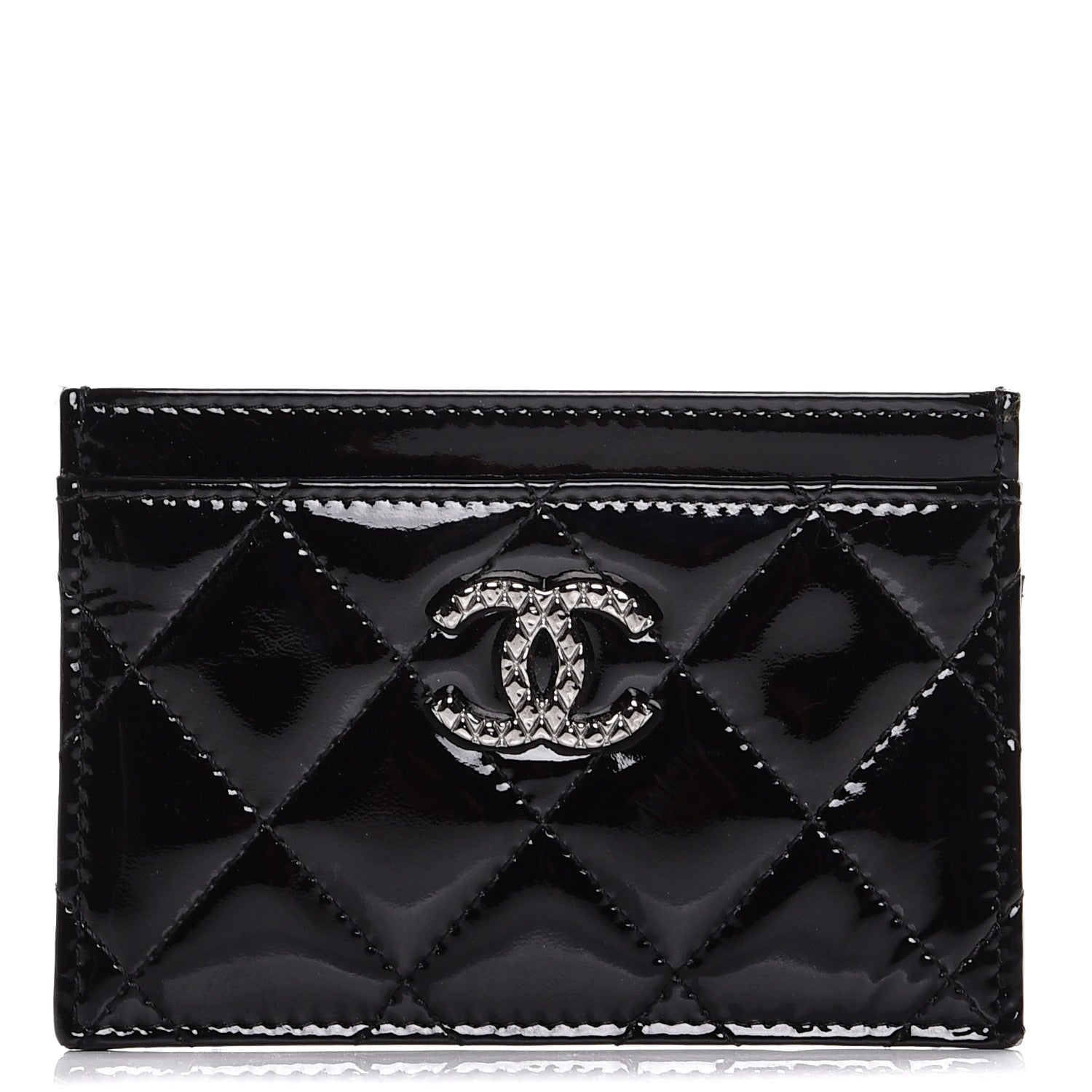 Chanel Patent Quilted Brilliant Card Holder Black 1 of 9