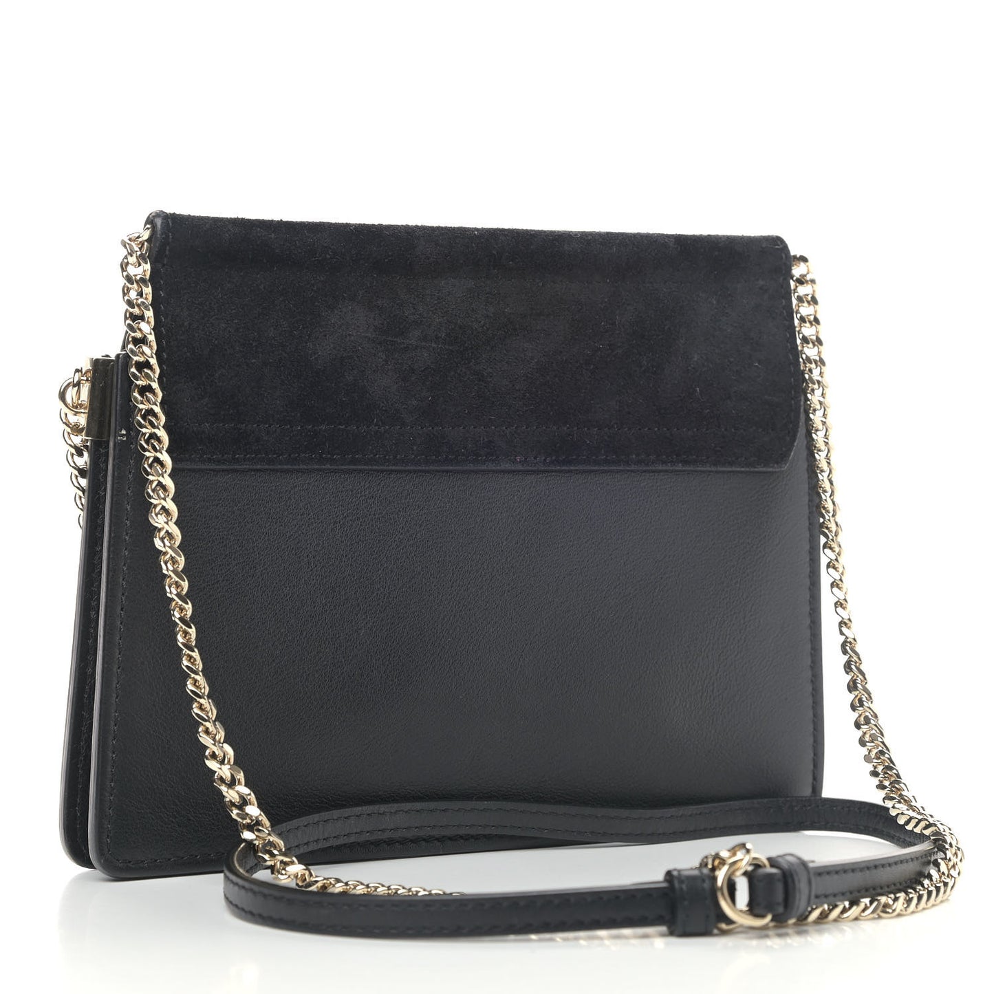 Calfskin Suede Mini Chain Faye Shoulder Bag Black