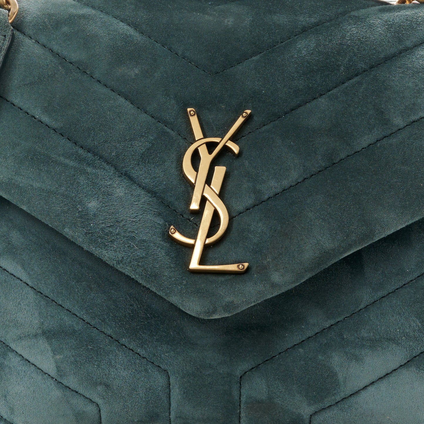 Suede Calfskin Y Quilted Monogram Small Loulou Chain Satchel Algae