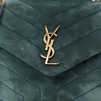 Saint Laurent Suede Calfskin Y Quilted Monogram Small Loulou Chain Satchel Algae 9 of 11