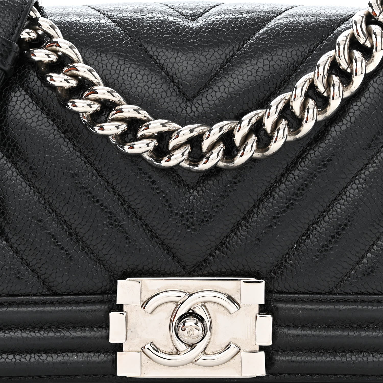 Chanel Caviar Chevron Quilted Small Boy Flap Black 8 of 11