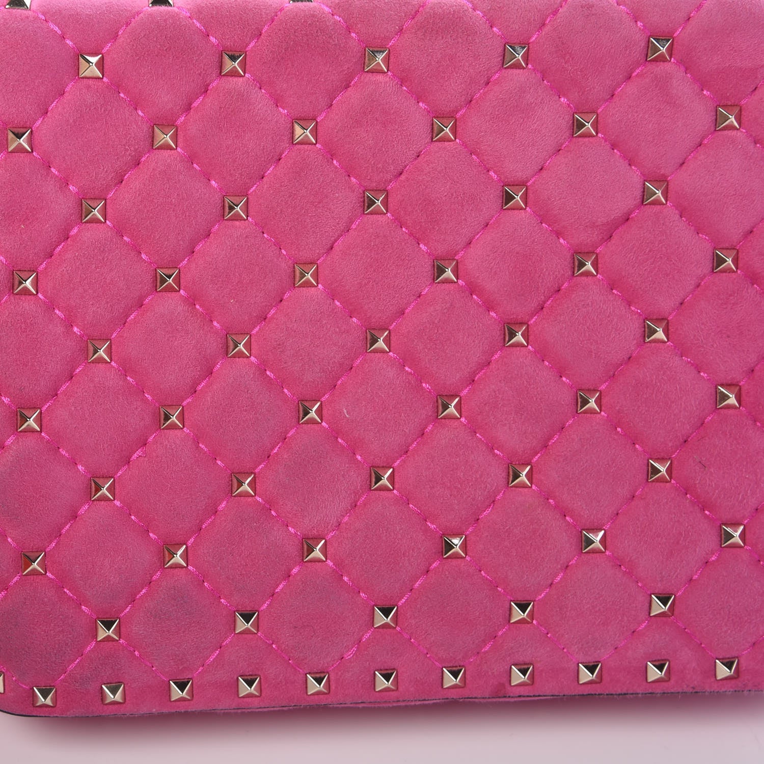 Valentino Garavani Suede Medium Rockstud Spike Shoulder Bag Bright Fuxia 10 of 12