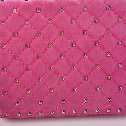 Valentino Garavani Suede Medium Rockstud Spike Shoulder Bag Bright Fuxia 10 of 12