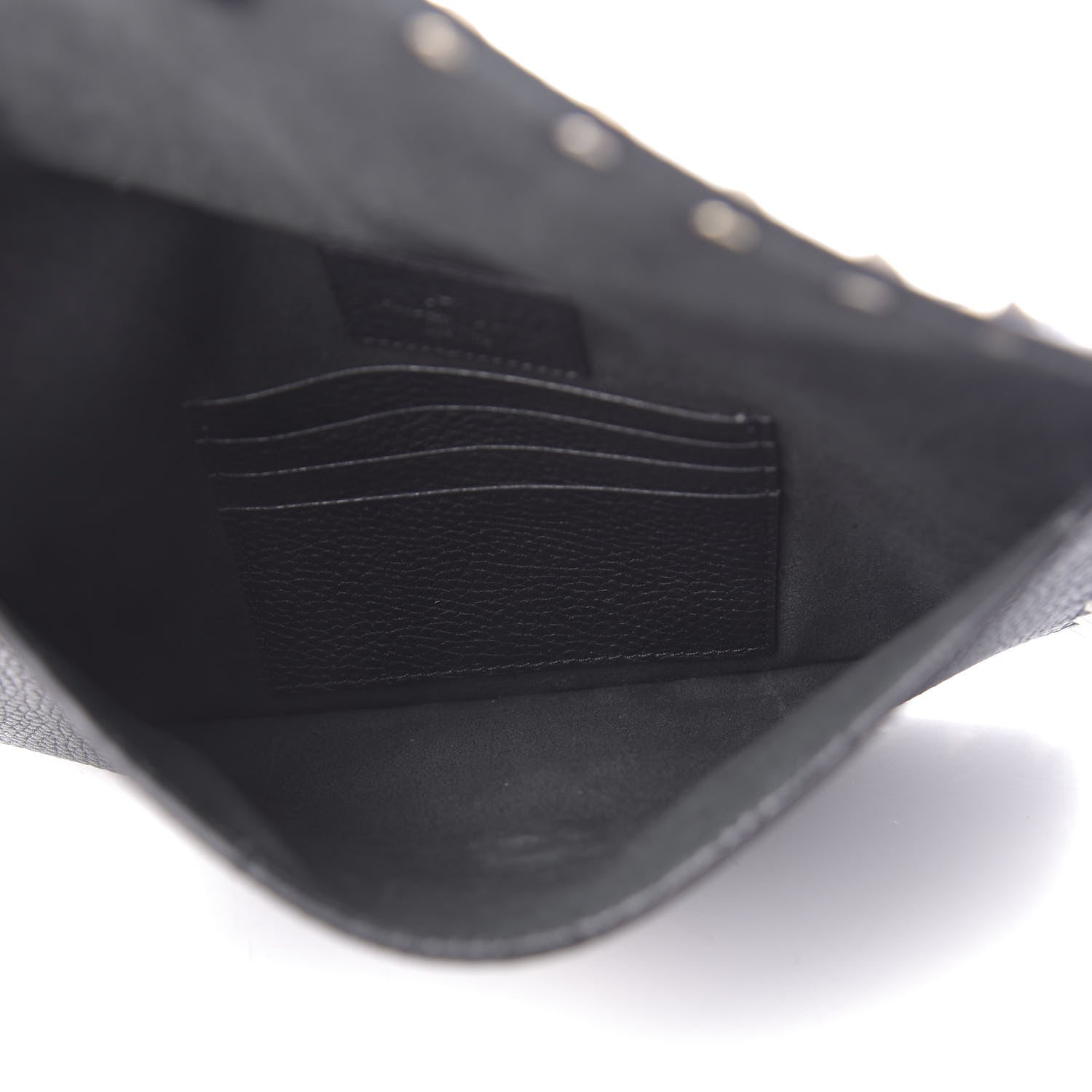 Valentino Garavani Pebbled Calfskin Medium Rockstud Envelope Flat Wristlet Pouch Black 5 of 8