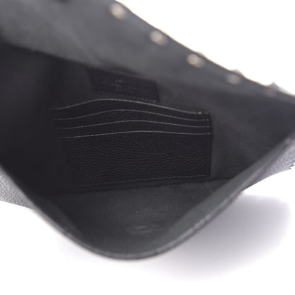 Valentino Garavani Pebbled Calfskin Medium Rockstud Envelope Flat Wristlet Pouch Black 5 of 8