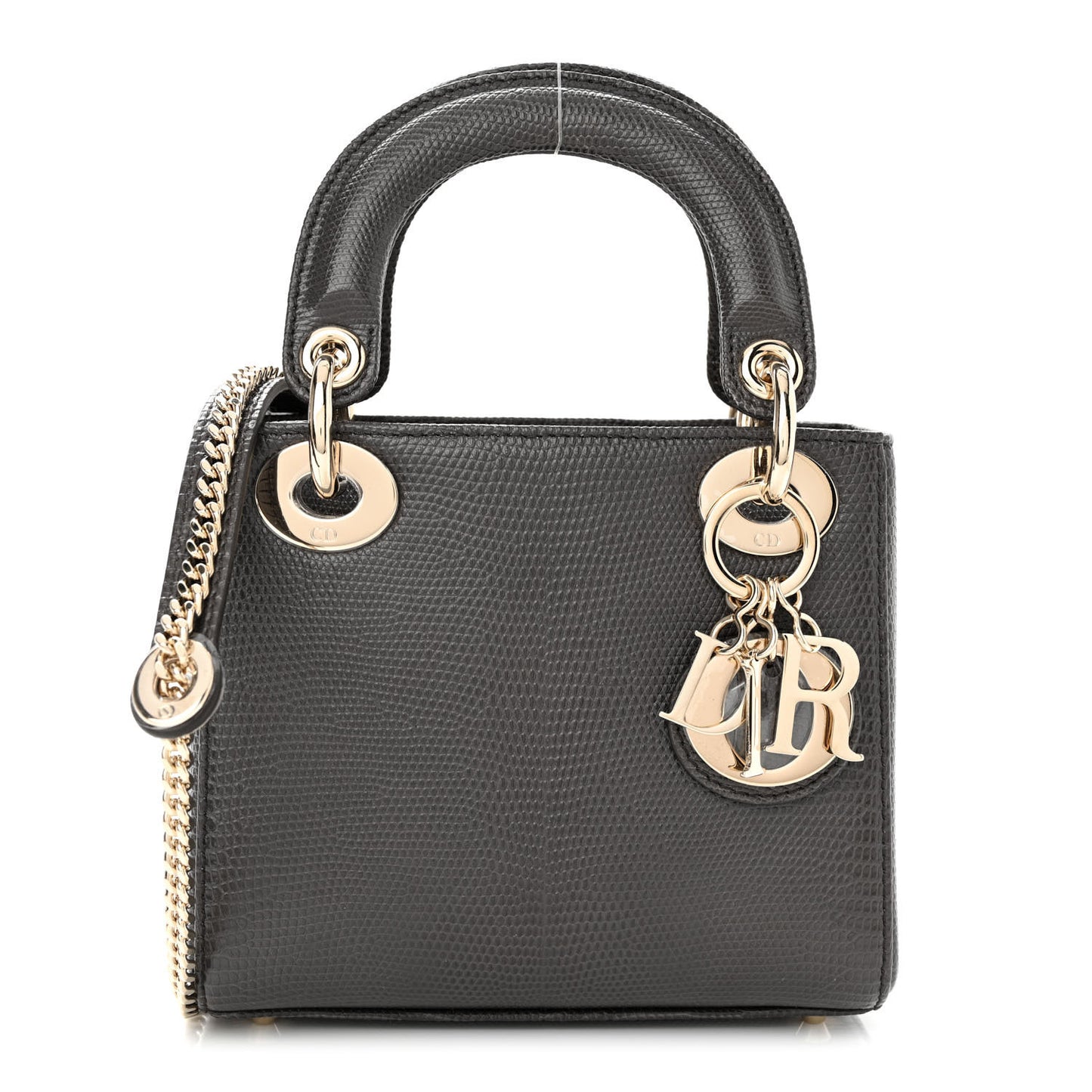 Lizard Mini Lady Dior Gris Fume