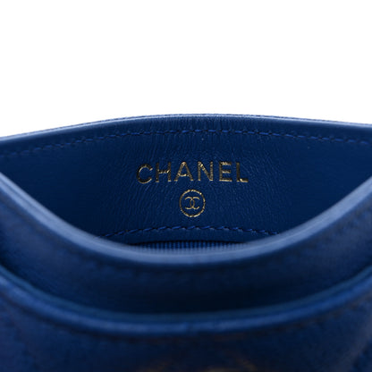 Chanel Caviar Quilted Studded CC Card Holder Blue 7 of 9