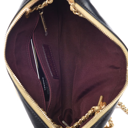 Chanel Lambskin Sheepskin Chevron Camera Case Black Gold 7 of 9