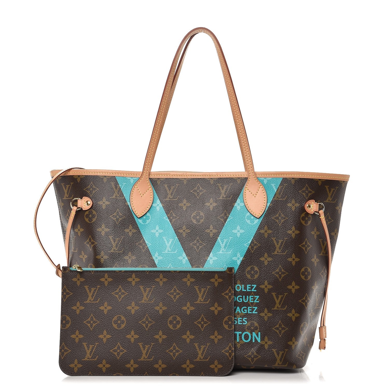Louis Vuitton Monogram V Neverfull MM Turquoise 1 of 8