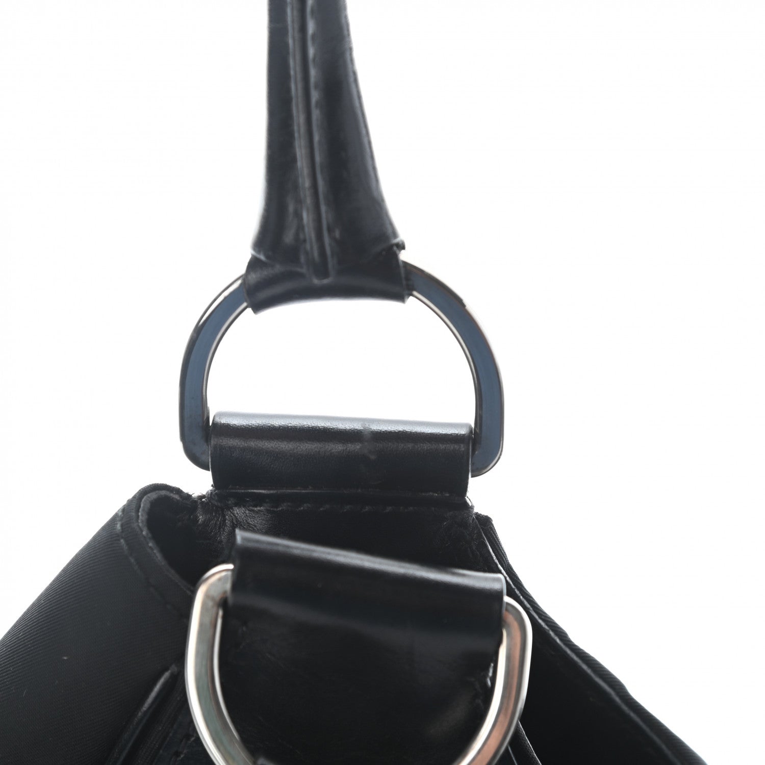 Prada Nylon Calfskin Buckle Shoulder Bag Black 13 of 14
