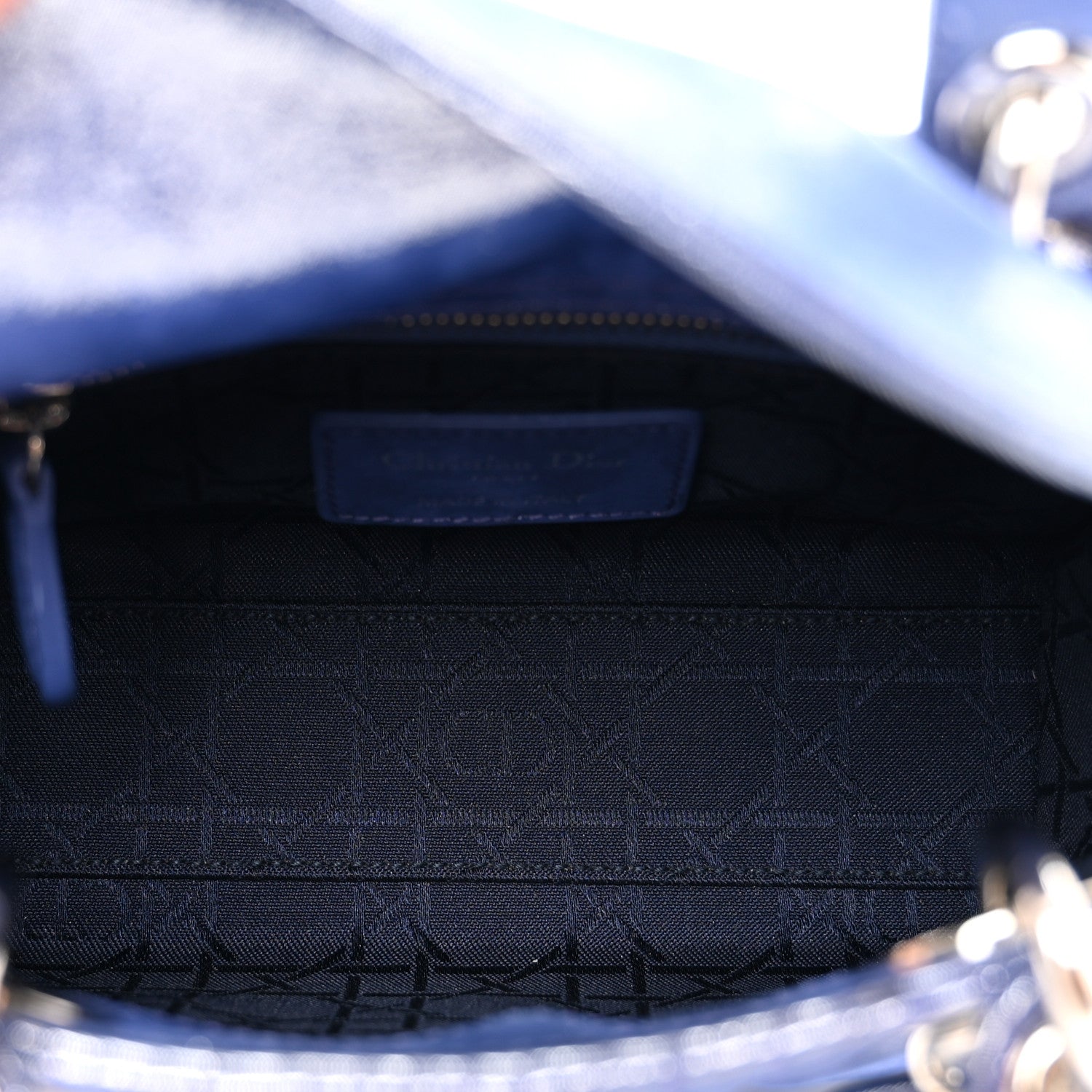 Christian Dior Metallic Lambskin Cannage Mini Lady Dior Dew Bleu 6 of 9