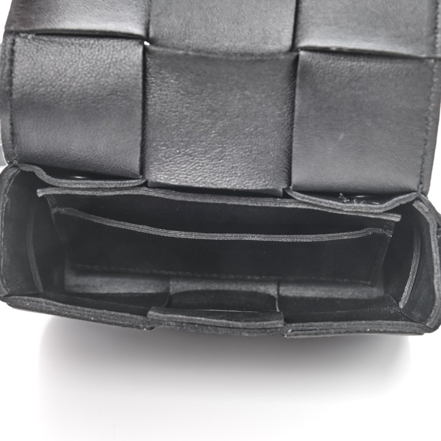 Bottega Veneta Lambskin Maxi Intrecciato Extra Mini Cassette Crossbody Bag Black 5 of 9