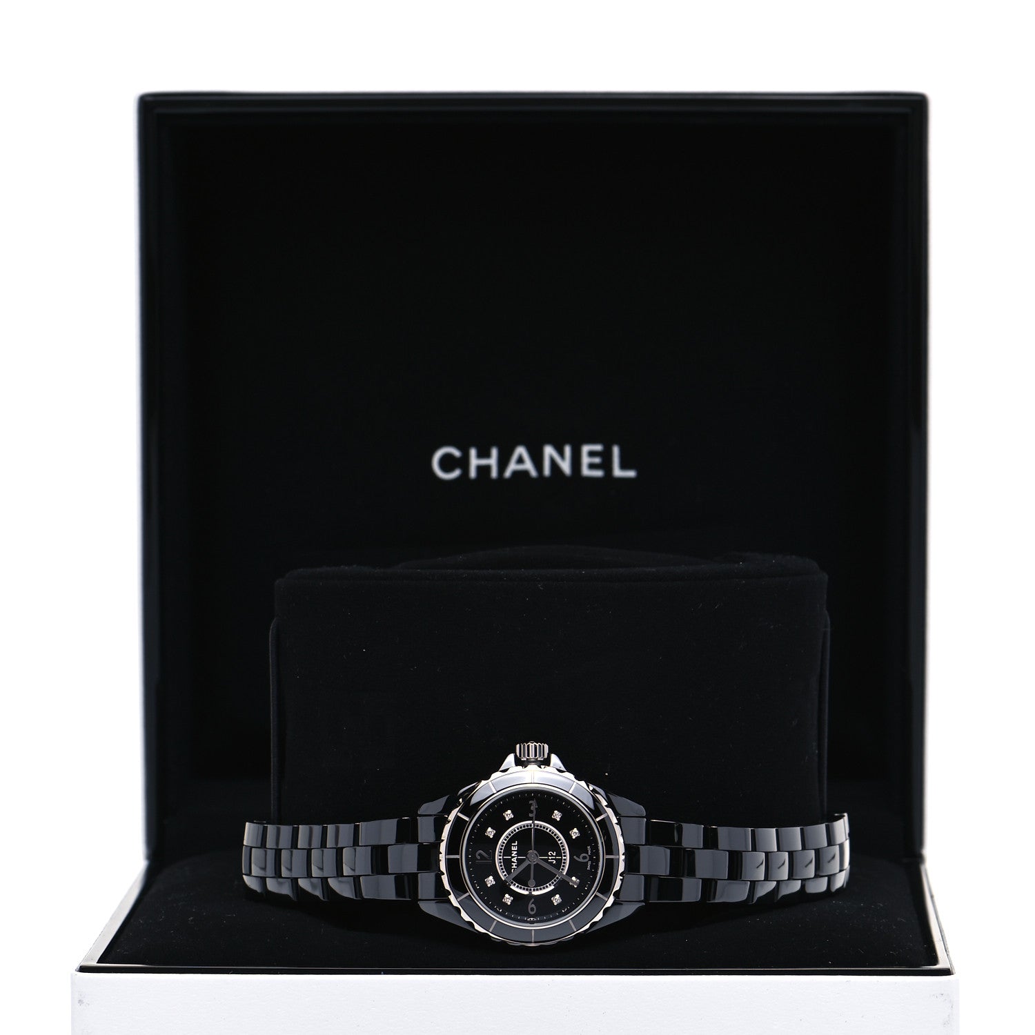 Chanel Stainless Steel Ceramic Diamond 29mm J12 Quartz Watch Black 6 of 6