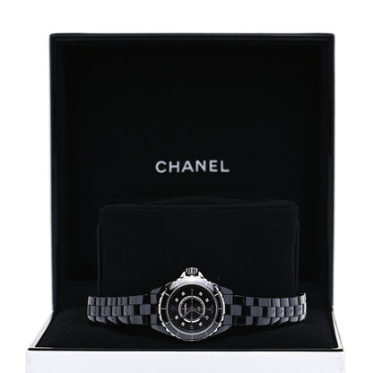 Chanel Stainless Steel Ceramic Diamond 29mm J12 Quartz Watch Black 6 of 6