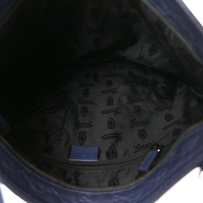 Gucci Guccissima Medium Flat Messenger Bag Navy 5 of 10