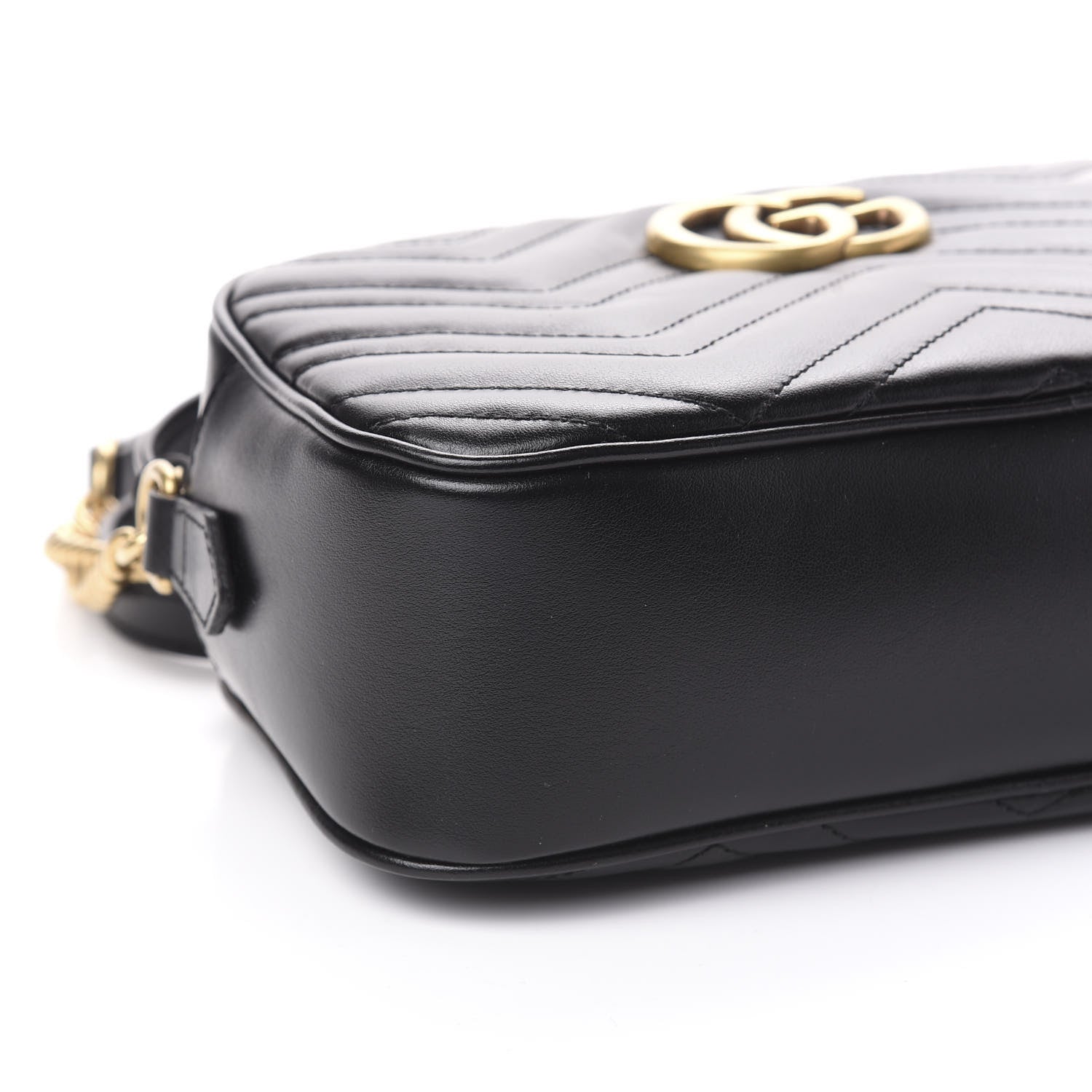 Gucci Calfskin Matelasse Small GG Marmont Chain Shoulder Bag Black 8 of 10